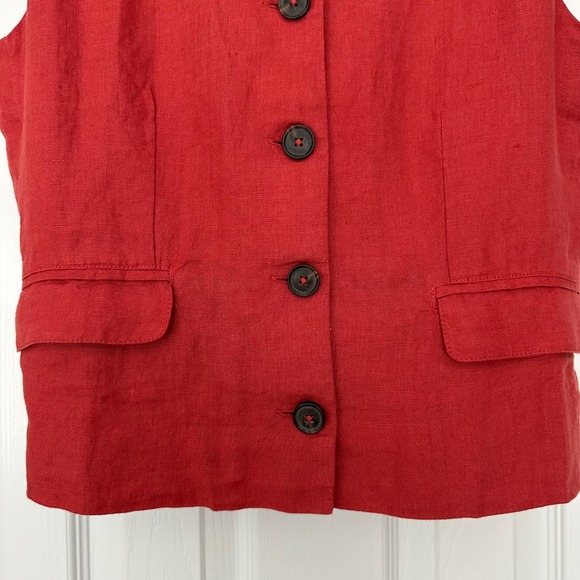 J. Crew Crewneck Vest Linen Burnt Orange Red Button Sown Size 6 - Picture 3 of 11